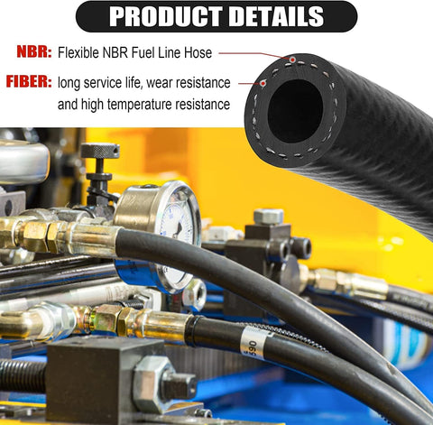 1/4 Inch (6mm) ID Fuel Line Hose 5FT NBR Rubber Push Lock Hose High Pressure 300PSI for Automotive Fuel Systems Engines…