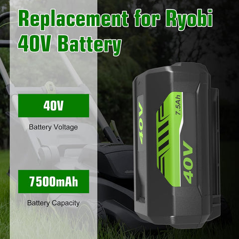 7500mAh OP4026 2 Pack Replacement Battery Compatible with Ryobi 40V Battery
