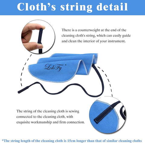 Cleaning Cloth for Inside Tube Suitable for Clarinet Piccolo Flute Sax Saxophone (Blue)