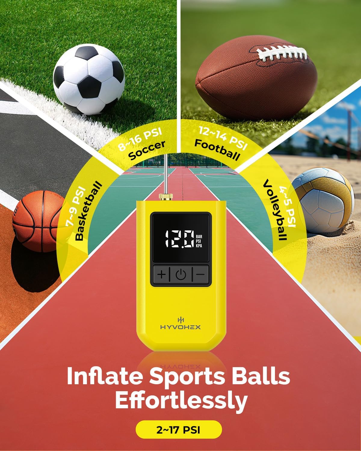 Ball Pump for Sports Balls, Portable Electric Basketball Pump Ultra Fast Inflation, with Digital LED Display Air Pump for Balls, Preset Pressure with Ball Needle for Soccer, Volleyball