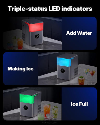 Upstreman Nugget Ice Maker Countertop, 33lbs/24H, Touchscreen Ice Machine with Self-Cleanin Function, Portable Ice Makers for Home Kitchen Office Camping RV-NI33