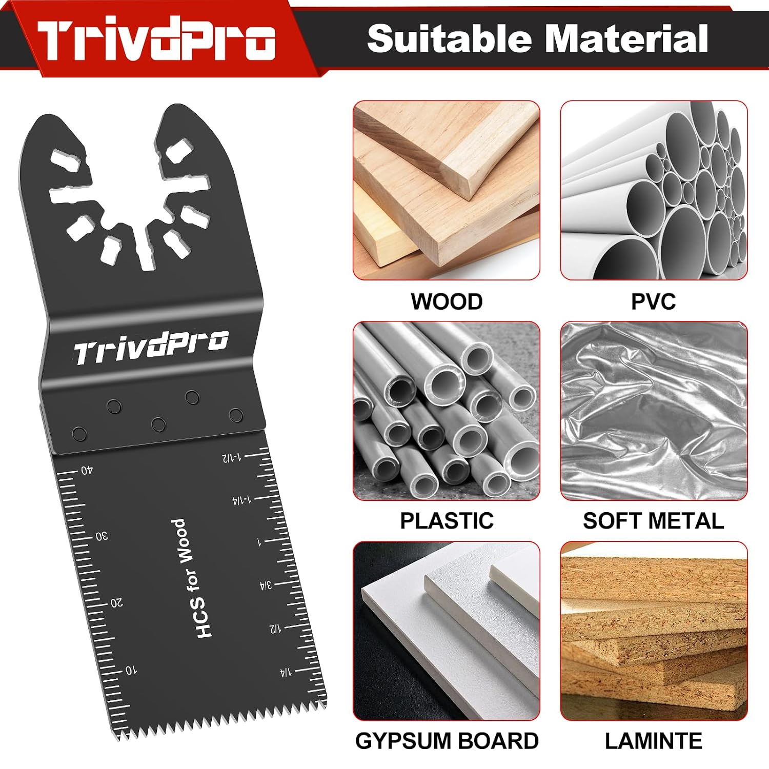 TrivdPro 100PCS Oscillating Saw Blades, Multitool Blades for Wood Plastics