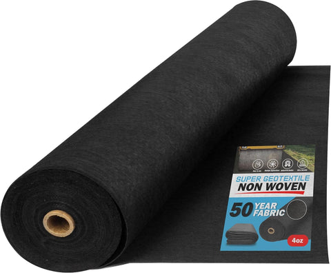 Super Geotextile 4, 6, 8 oz Non Woven Fabric for Landscaping, French Drains, Underlayment, Erosion Control, Construction Projects - 4 oz (3X50)