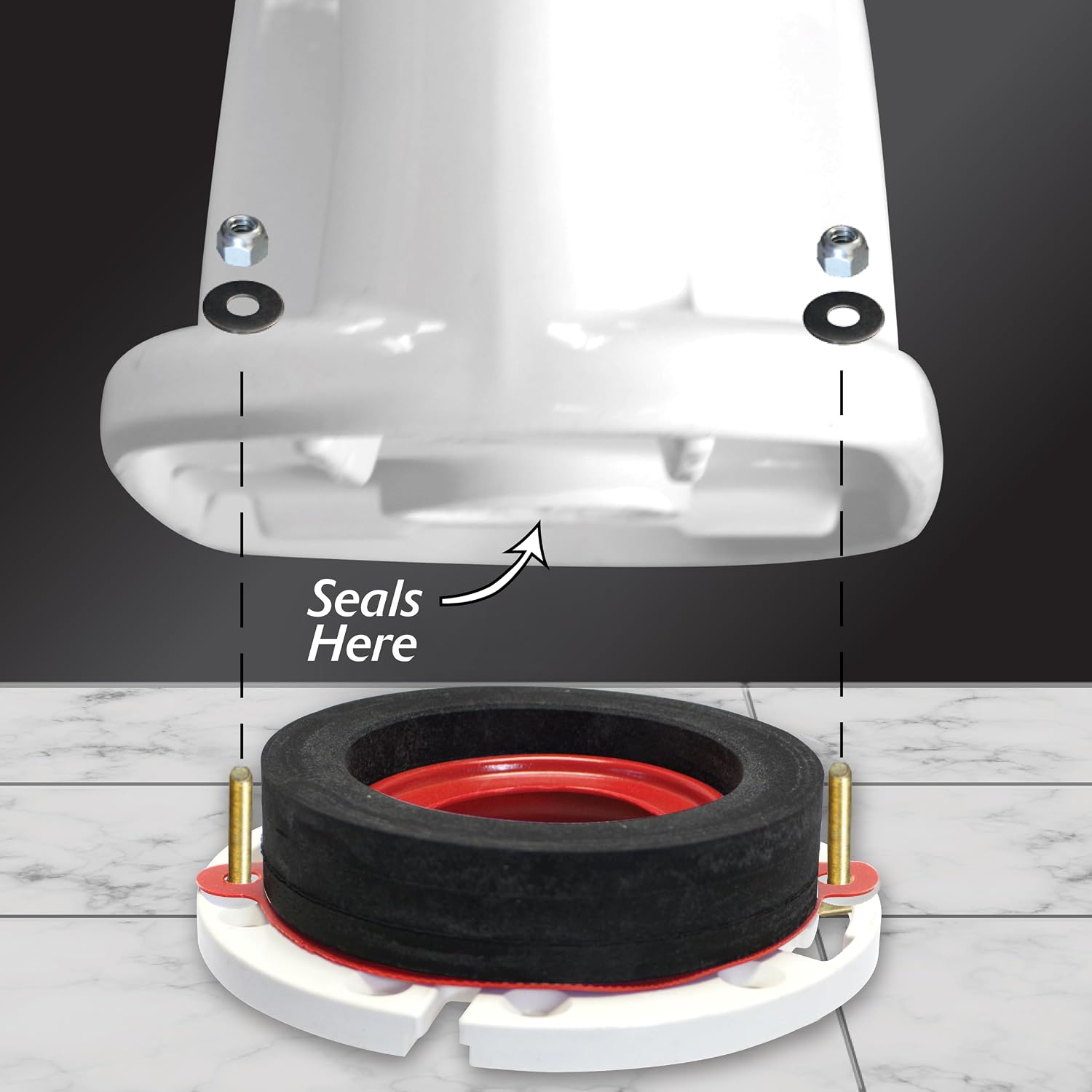 Korky WaxFree Toilet Seal Kit & Hardware - Easy to Install (4-Pack)- 6000CP