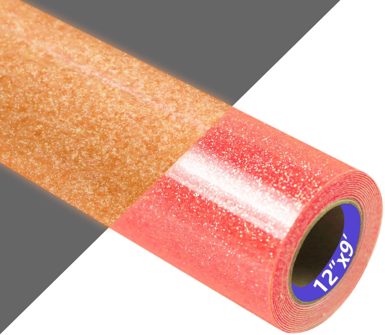 HTVVETUR Glitter Red Heat Transfer Vinyl, Glow in The Dark HTV Vinyl Roll 12" x 9ft, Easy to Cut & Weed for Heat Press DIY Craft