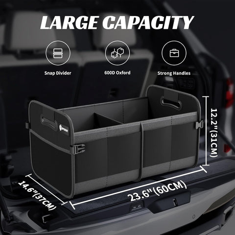 Sposuit Trunk Organizer for Car - 70L Collapsible Sturdy Car Storage, Black