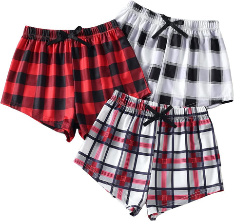 Milumia Girl's 3 Pieces Casual Plaid Print Comfy Summer Fall Shorts
