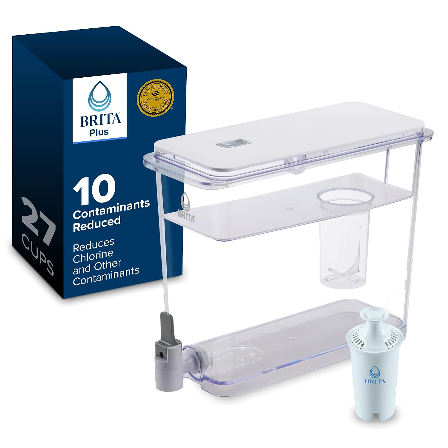 Brita X-Large 27 Cup Water Pitcher Dispenser, Includes 1 Filter, White