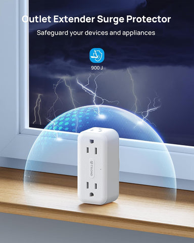 TROND Surge Protector Outlet Extender with 360 Rotating Plug, White
