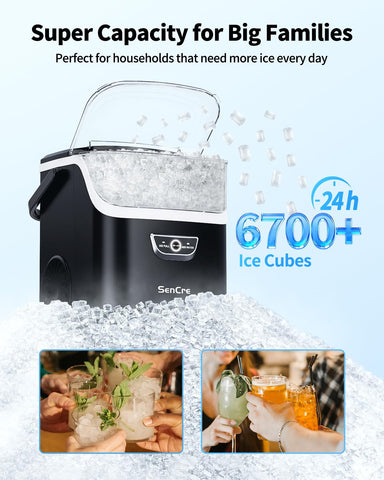 Nugget Ice Maker with Handle 40lbs/Day Countertop Ice Maker Soft Ice