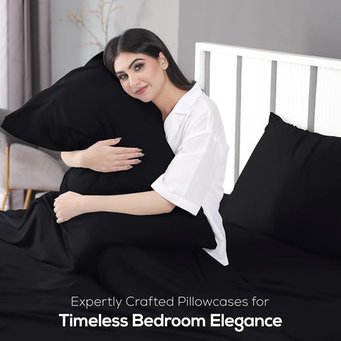 Utopia Bedding Jersey Knit Queen Sheets Set – 4 Piece Cotton Jersey Sheets, Ultra Soft T-Shirt Feel, Breathable & Stretchy Bed Sheet Set, Black (Pack of 6)