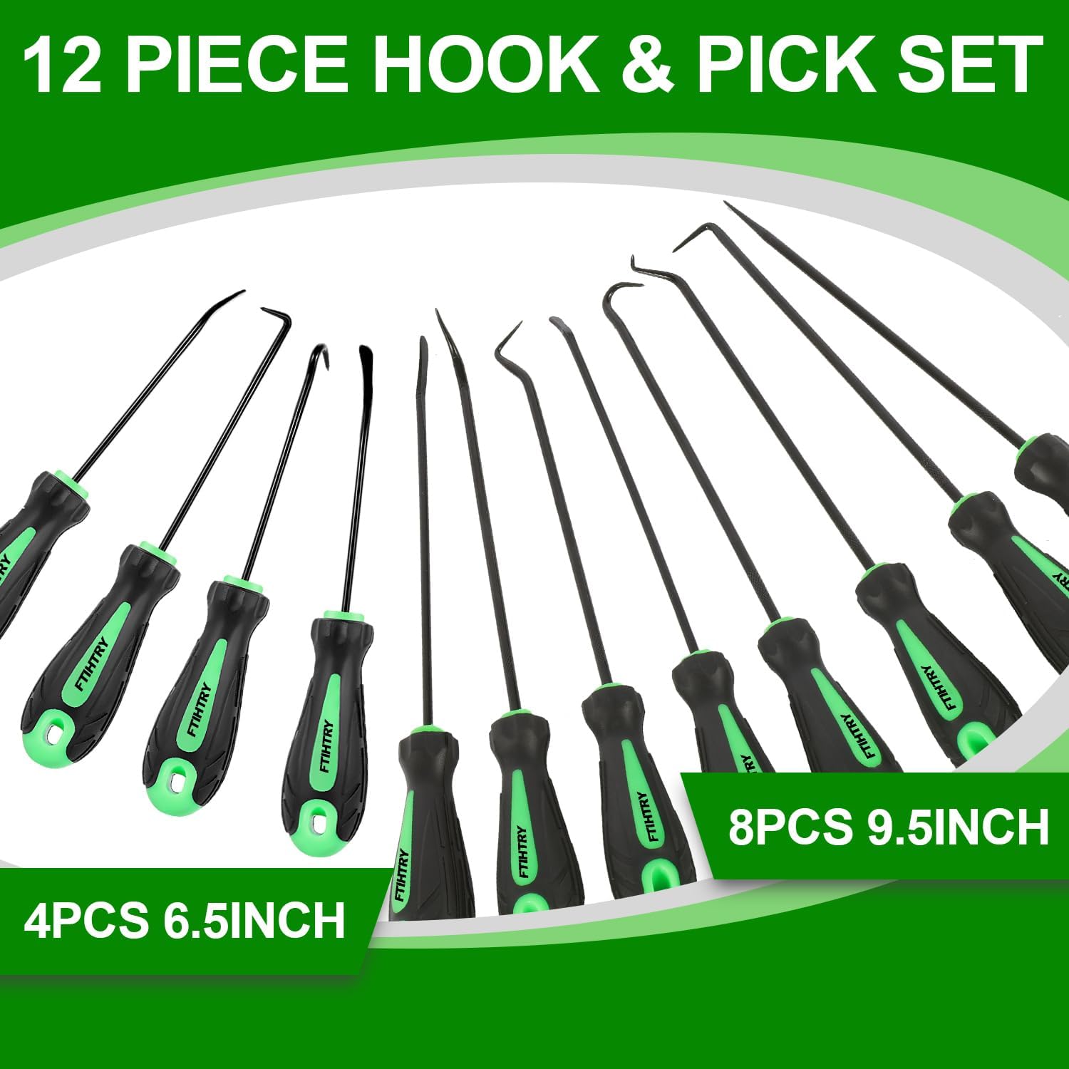 FTIHTRY 12-Piece Pick and Hook Tools Set, Pick Tool Set Car Auto Oil Seal/O-Ring Seal Gasket Pick Hooks Puller Remove, Long and Mini Pick Tool Set
