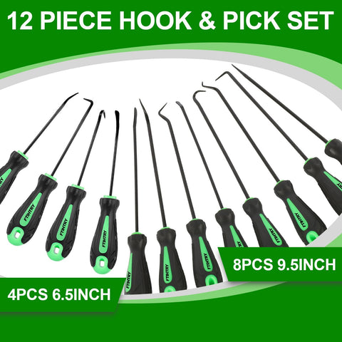 FTIHTRY 12-Piece Pick and Hook Tools Set, Pick Tool Set Car Auto Oil Seal/O-Ring Seal Gasket Pick Hooks Puller Remove, Long and Mini Pick Tool Set
