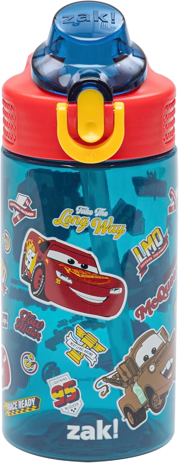Zak Designs Disney Pixar Cars Sage 16oz Leak-Proof Straw Kids Water Bottle