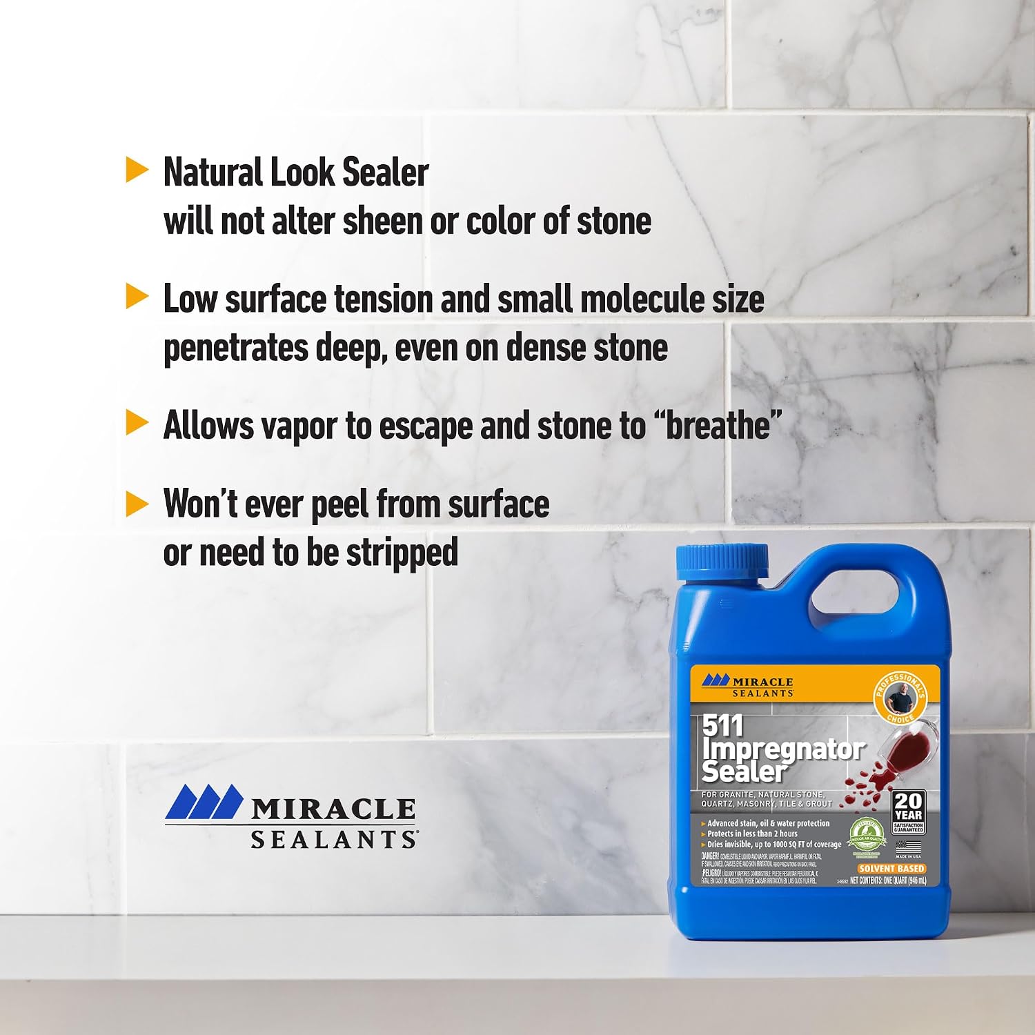 Miracle Sealants 511 Impregnator Penetrating Stone & Tile Sealer, Pint