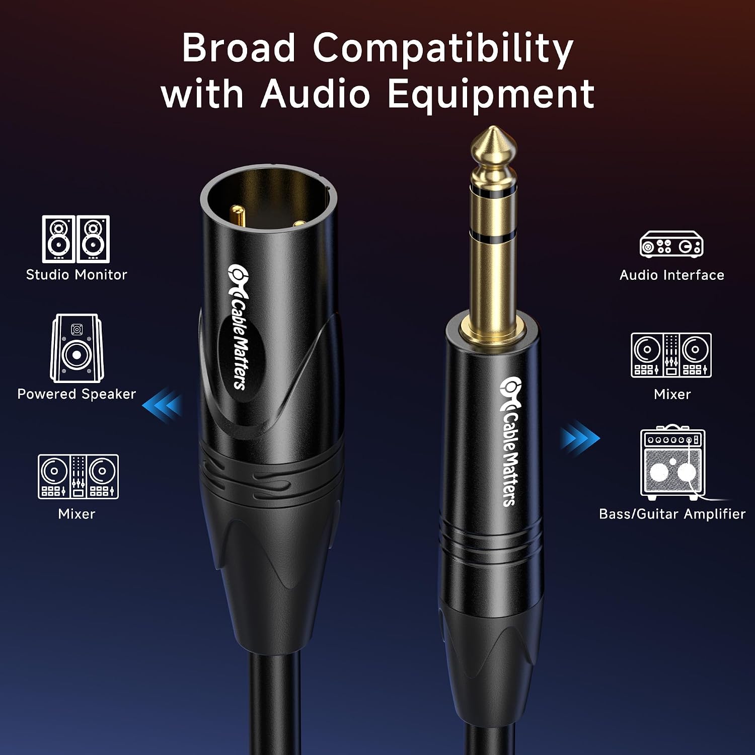 Cable Matters 6.35mm 1/4 Inch TRS to XLR Cable, Male to Male, 10ft