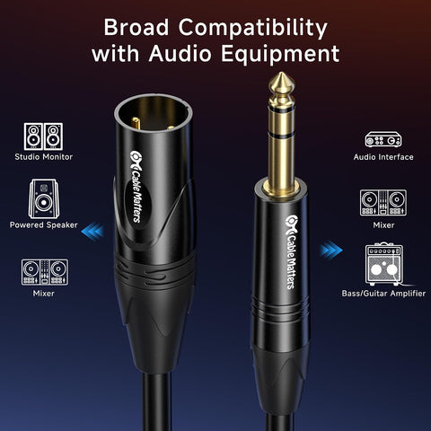 Cable Matters 6.35mm 1/4 Inch TRS to XLR Cable, Male to Male, 10ft