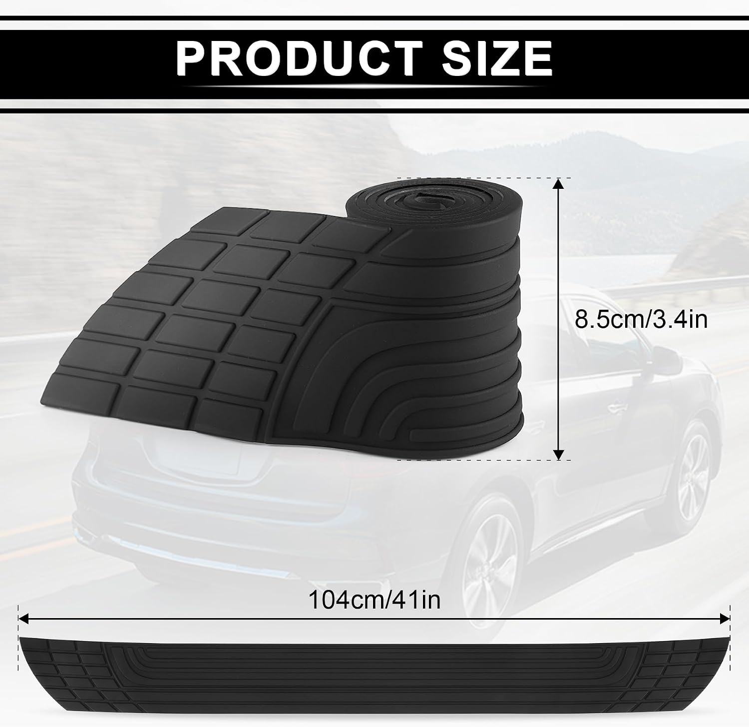 SINGARO Car Rear Bumper Protector, 42inch x3.4inch Car/SUV Universal Rubber Anti-Scratch Trunk Exterior Accessories