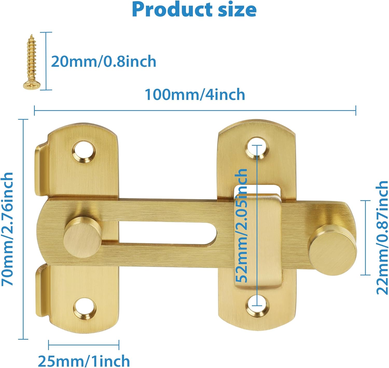 Alise 4 inch Gold SUS304 Stainless Steel Gate Latches for Barn Door