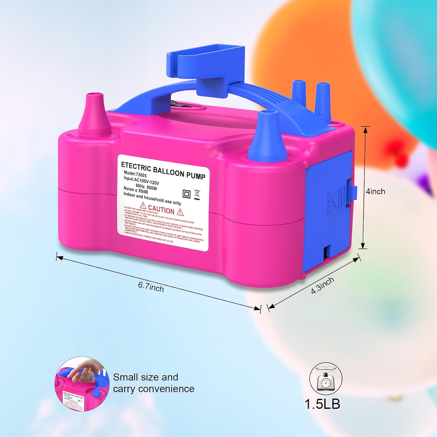 IDAODAN Electric Balloon Pump, Portable Electric Balloon Blower Machine Inflator Air Pump for Party Decorations