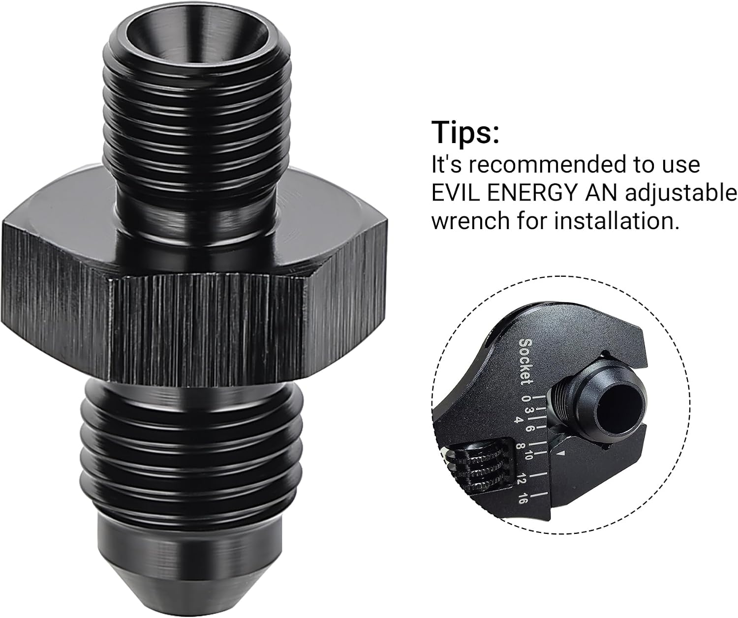EVIL ENERGY 3AN Male Flare to M8 x 1.0mm Male Metric Fitting Adapter Aluminium Alloy 2PCS