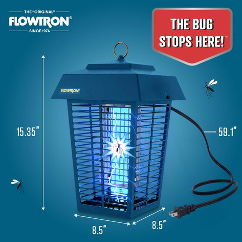 Flowtron Electric Bug Zapper, 1 Acre Outdoor, 40W UV, 5600V Zap, Blue
