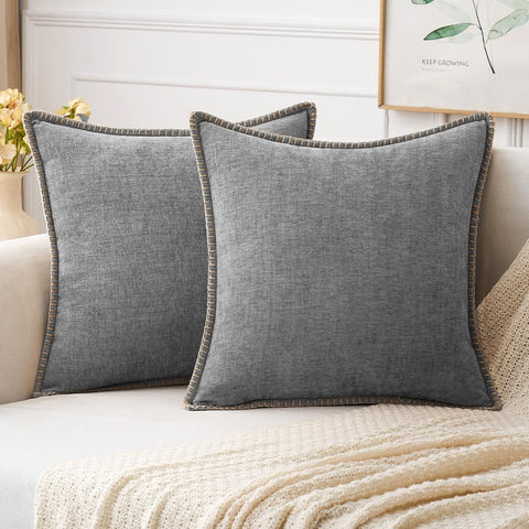 MIULEE Decorative Couch Throw Pillow Covers 16x16 Inch Dark Gray 2 Pack