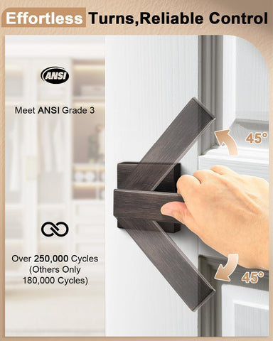 Probrico Oil Rubbed Bronze Square Passage Door Handle, 1 Pack Non-Locking Interior Reversible Closet Hallway Zinc Alloy Lever