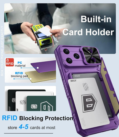 BXYJY for iPhone 17 Pro Max Case Wallet, Card Holder (4-5 Cards), Purple