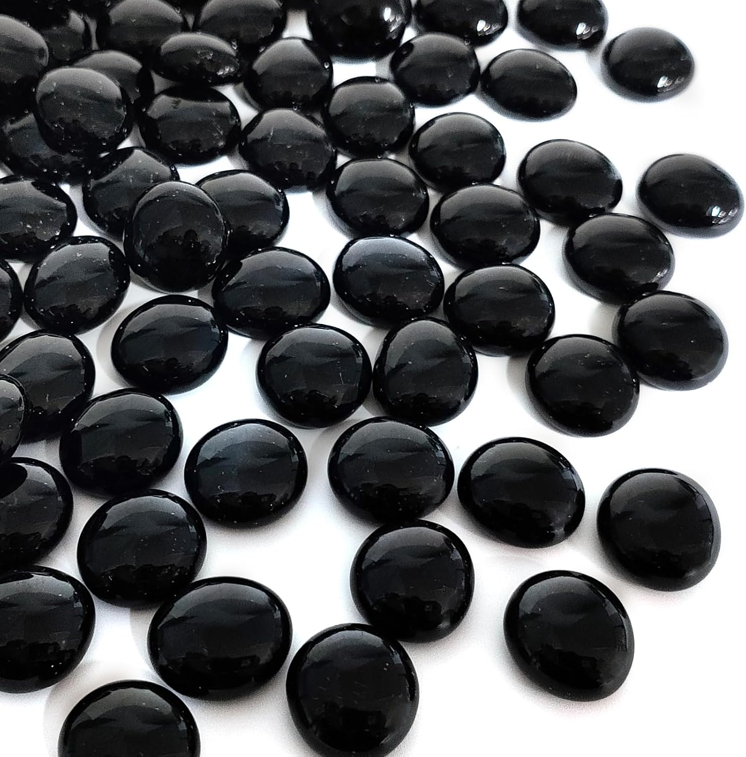 FANTIAN 10 lbs Black Glass Rocks for Fire Pit,1000 Pcs Glass Beads for Vase