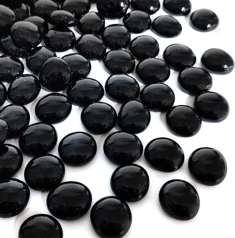 FANTIAN 10 lbs Black Glass Rocks for Fire Pit,1000 Pcs Glass Beads for Vase