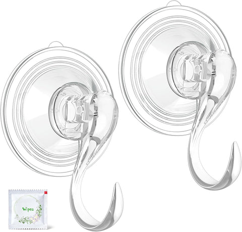 VIS'V Suction Wreath Hanger with Wipes, 22 Lb Capacity, Large, Clear, 4 Pcs