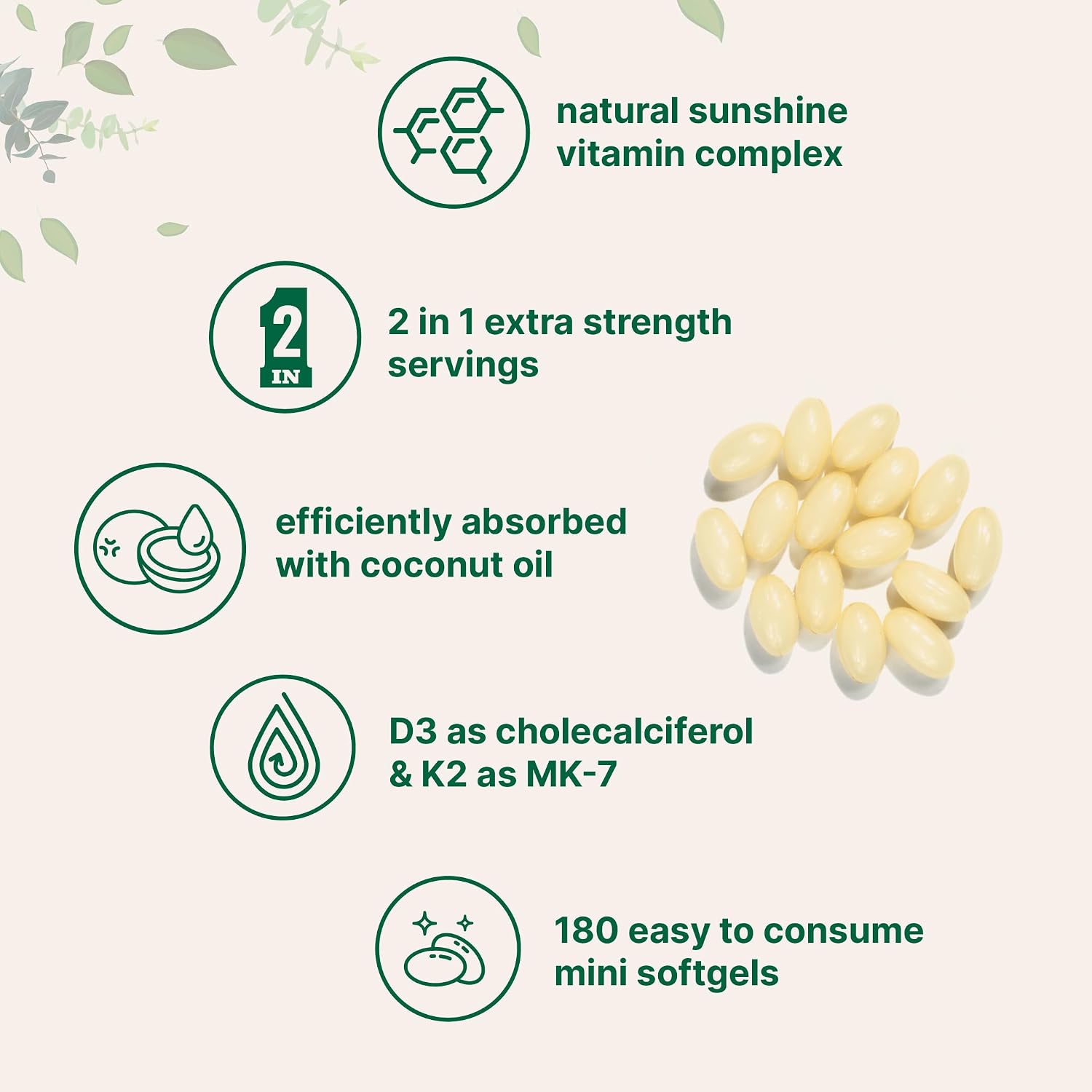 Micro Ingredients Vitamin D3 K2 MK-7 10,000 IU Per Serving, 180 Softgels