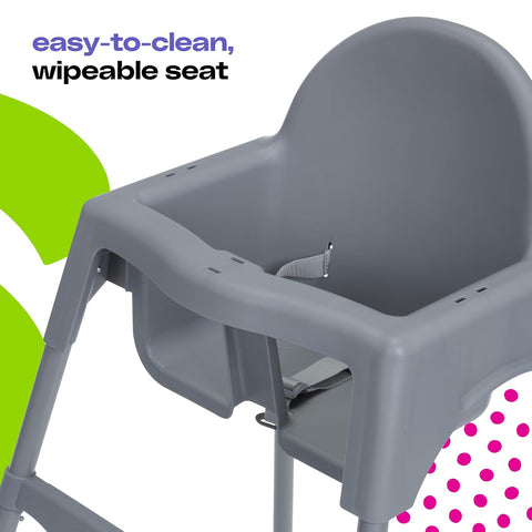 Cosco Kids Canteen High Chair Lightweight Portable Baby Feeding Chair with Adjustable Tray, Easy to Clean, Kitchen or Dining Use, Toddlers Up to 33 lbs, Mono Black