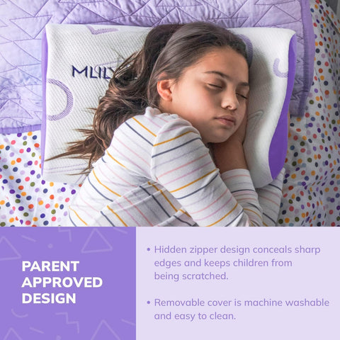 MLILY Kids Pillow for Sleeping, Adjustable Kids Memory Foam Pillow, Purple