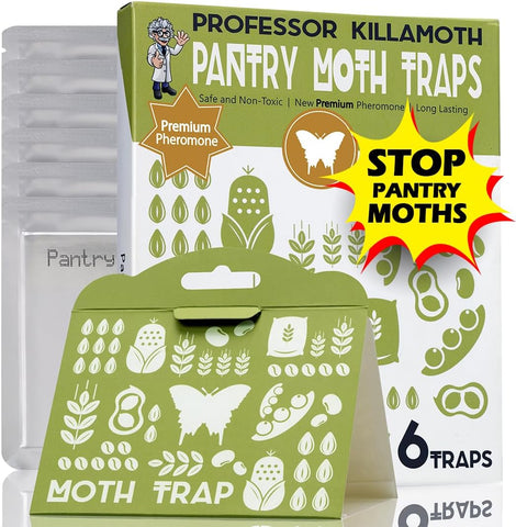 Professor Killamoth Pantry Moth Traps with Pheromones - 6 Sticky Glue Traps