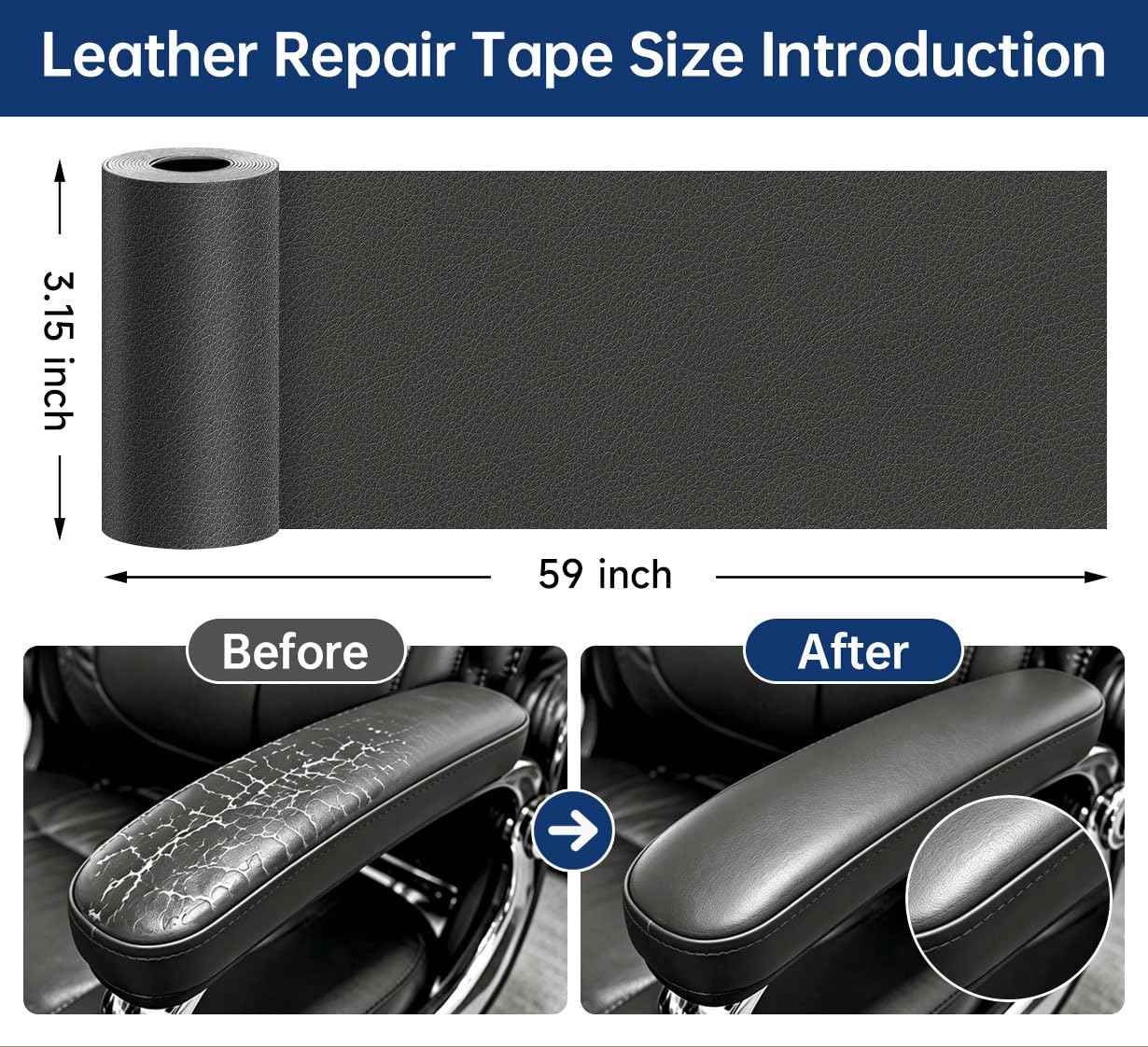 Leather Repair Tape, Vinyl Repair Kit for Furniture Car Seat