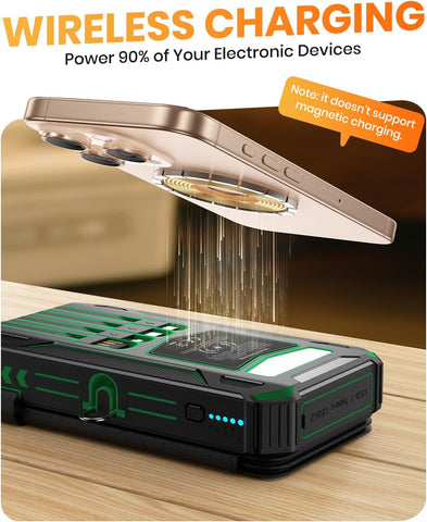 Solar Power Bank 48000mAh Built in 4 Cables, Flashlight, Travel Essential
