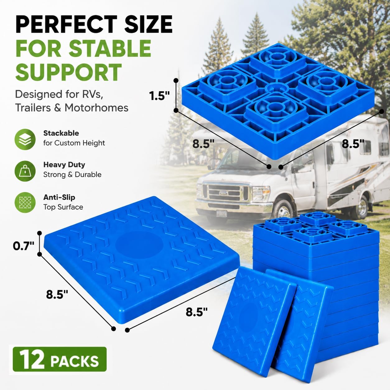 RVMATE 12 Pack RV Leveling Blocks, Camper Trailer Leveling Blocks