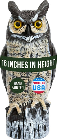 Dalen Lifelike Great Horned Owl Decoy Bird Repellent - 16-in Hand-Painted