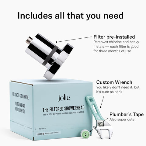 Jolie Filtered Showerhead, High Pressure Shower Filter, Brushed Steel