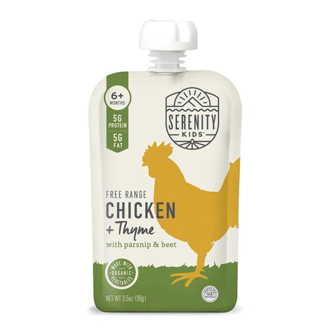 Serenity Kids Baby Food Pouches, Chicken & Thyme, No Added Sugar, 3.5 Oz