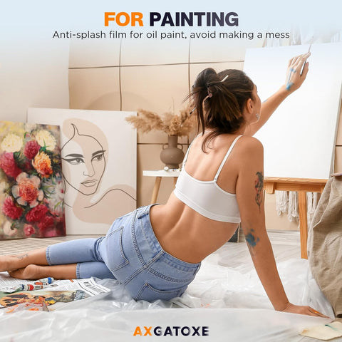 Axgatoxe 12 x 9 Ft Plastic Drop Cloths for Painting (30-Pack)