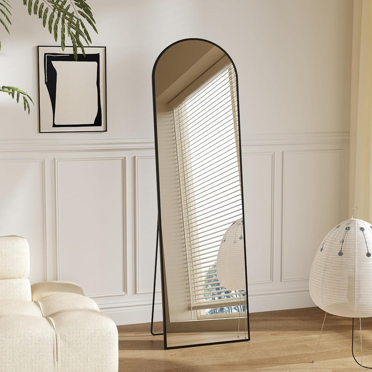 Arched Full Length Floor Mirror 56"x15", Body Standing Mirror