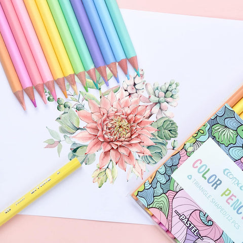 ECOTREE Pastel Macaron Colored Pencils, Back to School Supplies, 12 Count