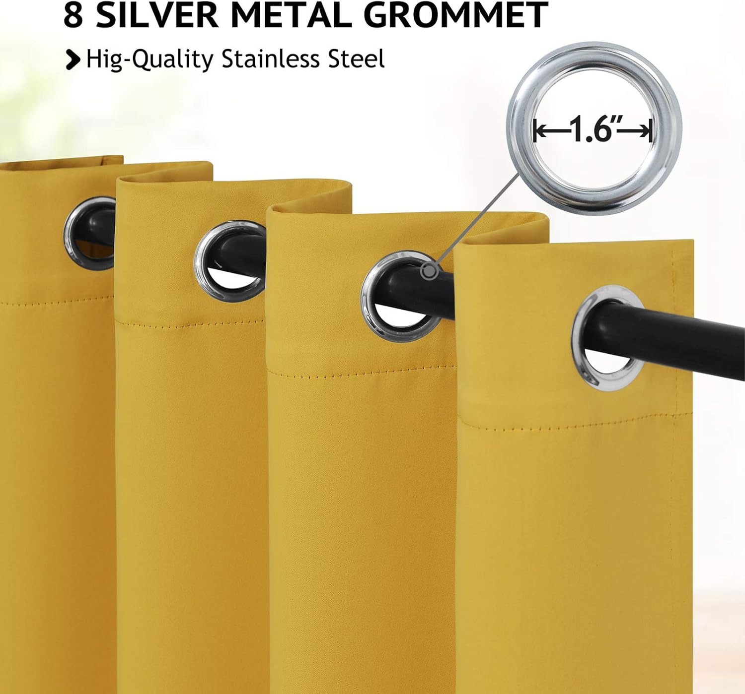 COSVIYA Grommet Room Darkening Yellow Curtains 84 inch Long for Bedroom