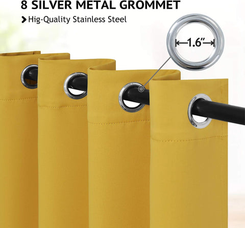 COSVIYA Grommet Room Darkening Yellow Curtains 84 inch Long for Bedroom