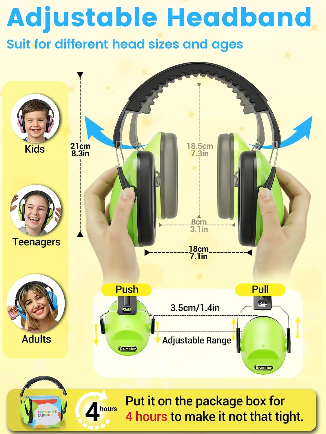 Dr.meter 3PACK Ear Muffs, Noise Cancelling Headphones for Kids Adults EM100