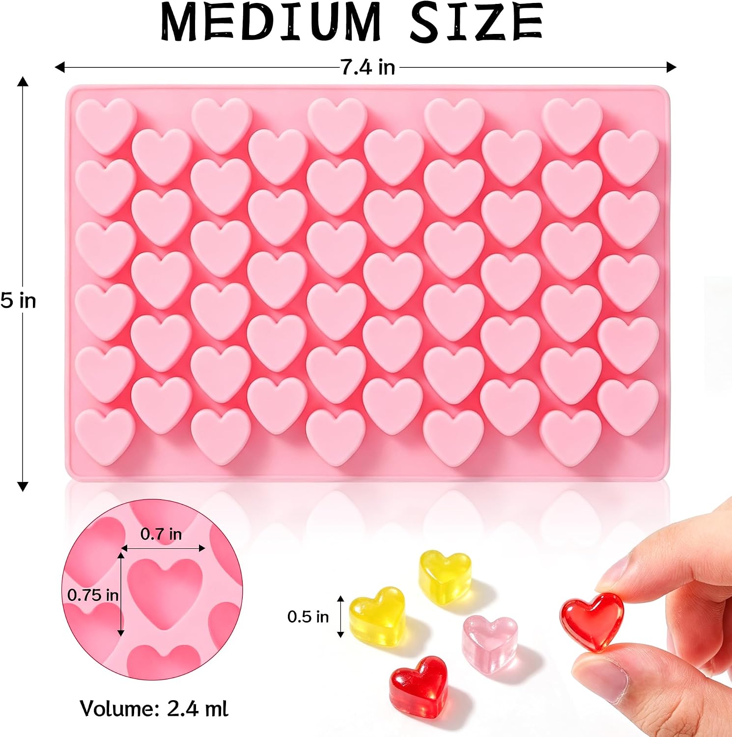 2.4ml Medium Heart Silicone Molds with 1 Dropper, 2 Pack Heart Mold