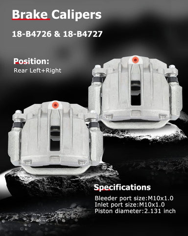 cciyu Rear Left & Right Disc Brake Calipers w/Bracket 18-B4726 18-B4727
